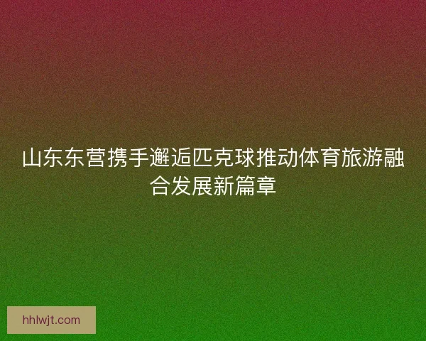 山东东营携手邂逅匹克球推动体育旅游融合发展新篇章